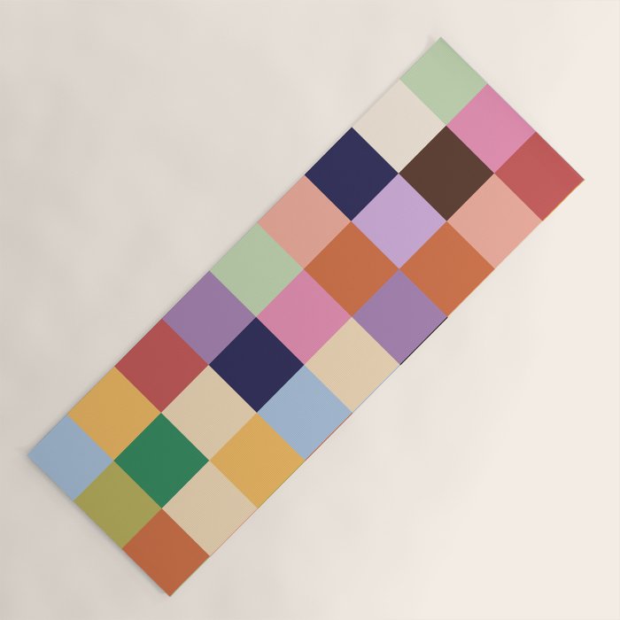 Retro Colorful Check Yoga Mat Gallery Image 1