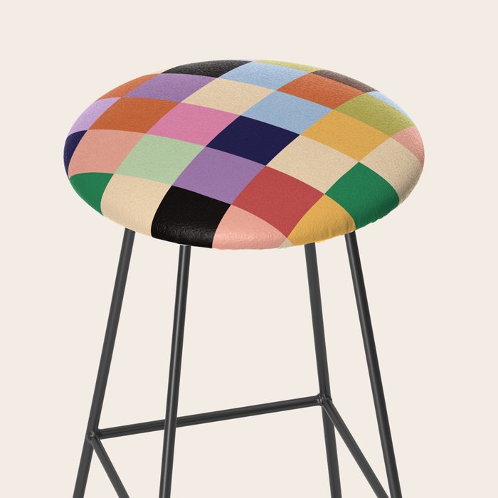 Retro Colorful Check Stool Gallery Image 2