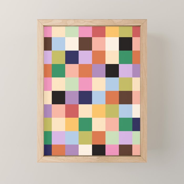 Retro Colorful Check Mini Art Print Gallery Image 1