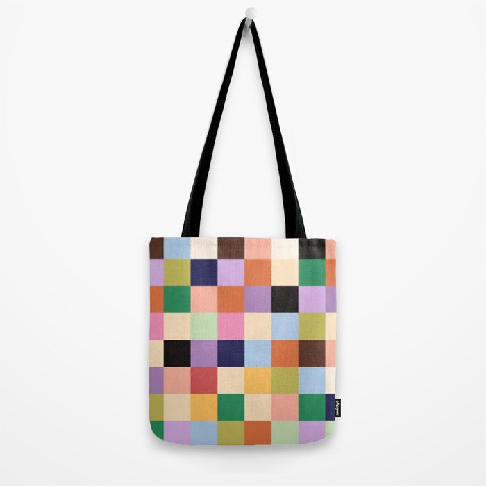 Retro Colorful Check Tote Bag Gallery Image 2
