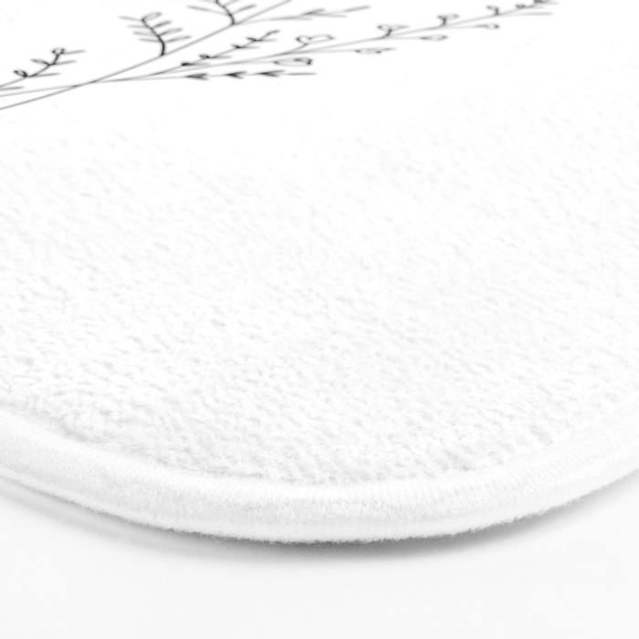 Minimal Wildflower Line Art Branch Bath Mat Gallery Image 3