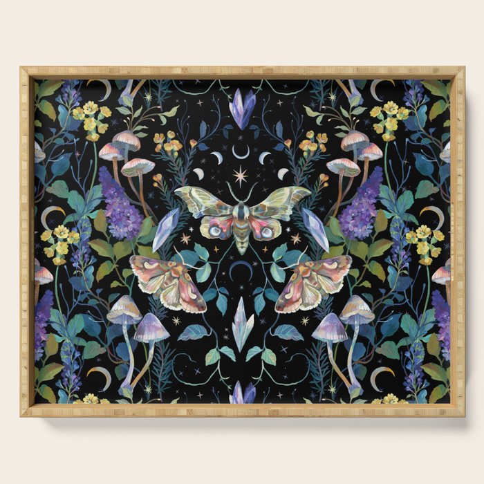 Crystals Moth Mushrooms Serving Tray Gallery Image 1
