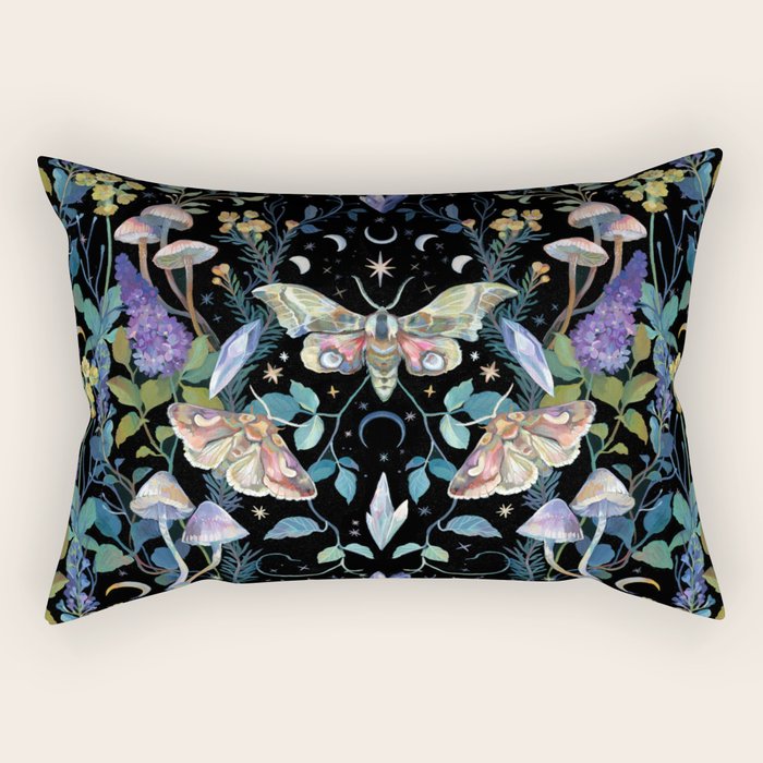 Crystals Moth Mushrooms Rectangular Pillow Gallery Image 1