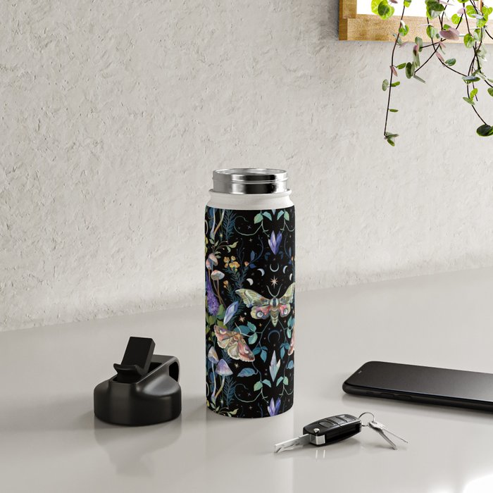 Crystals Moth Mushrooms Water Bottle Gallery Image 4