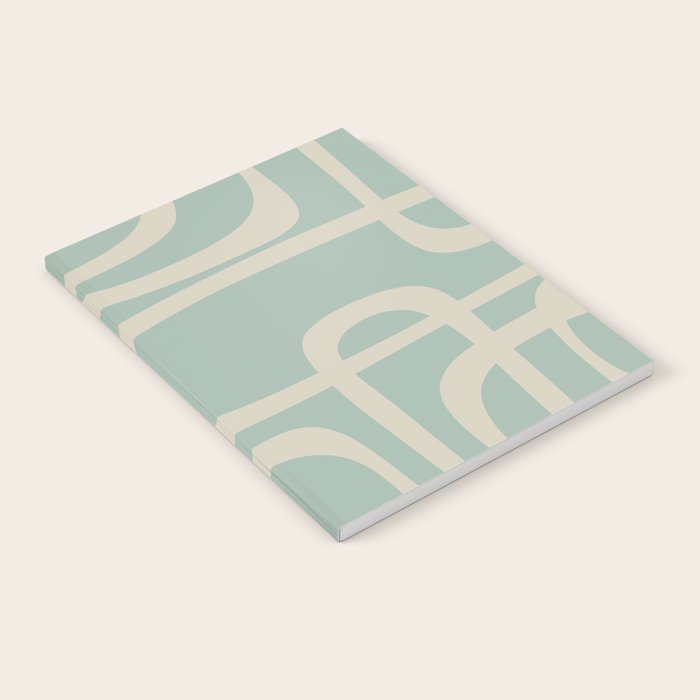 Fine Loops Mid-Century Modern Abstract Minimalist Pattern in Vintage Celadon Blue and Buff Notebook Gallery Image 2