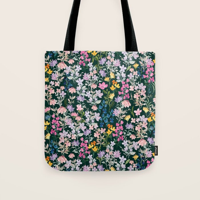 Wildflower Field on Pine Grove - Pink, Orange, Blue, & Purple Tote Bag Gallery Image 1