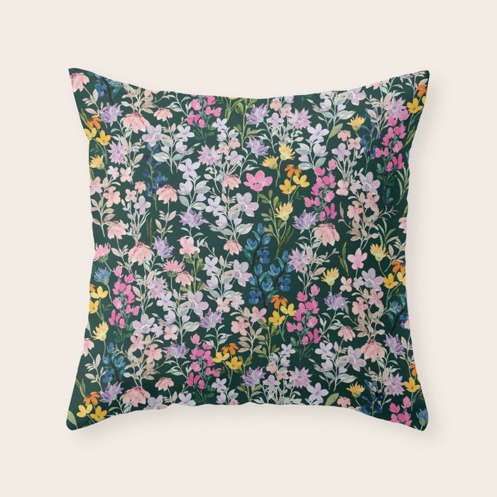 Wildflower Field on Pine Grove - Pink, Orange, Blue, & Purple Throw Pillow Gallery Image 6
