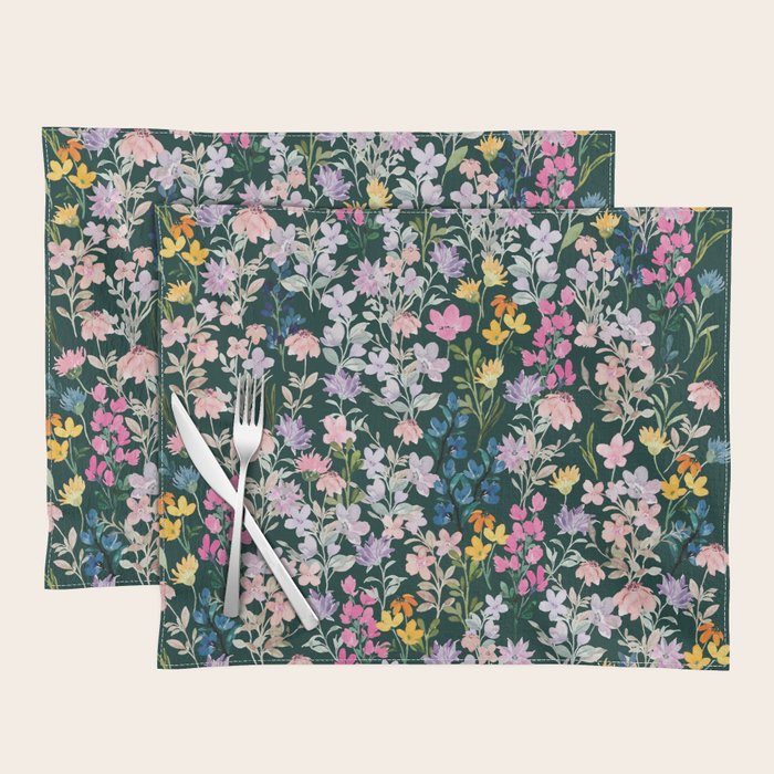 Wildflower Field on Pine Grove - Pink, Orange, Blue, & Purple Placemat Gallery Image 1