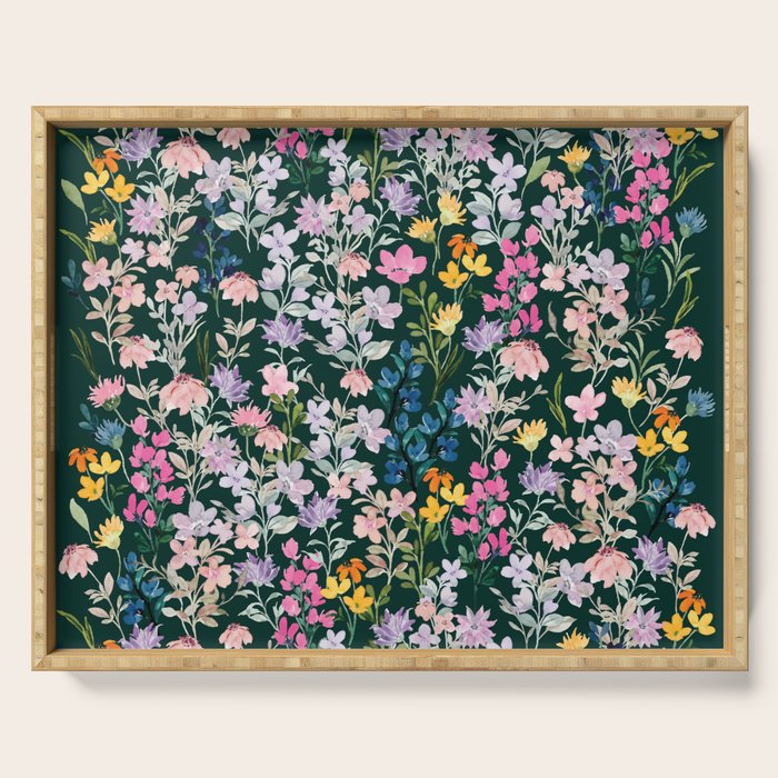 Wildflower Field on Pine Grove - Pink, Orange, Blue, & Purple Serving Tray Gallery Image 1