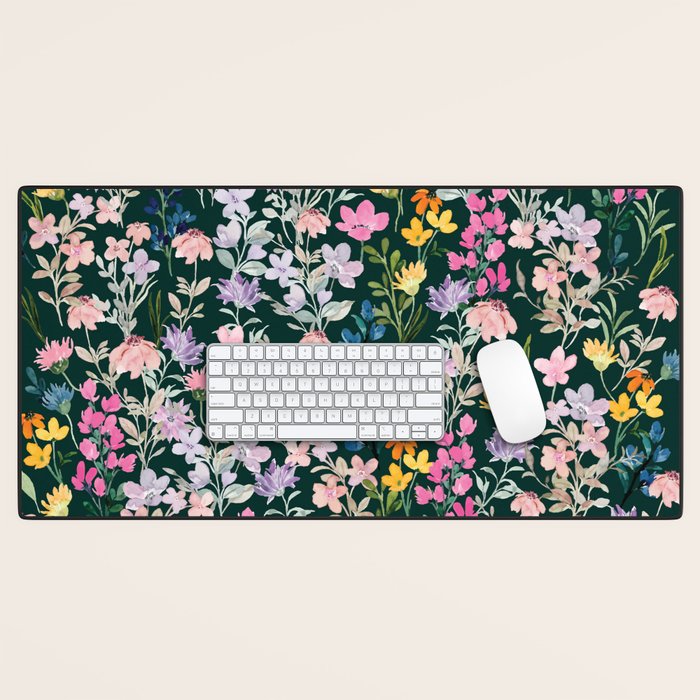 Wildflower Field on Pine Grove - Pink, Orange, Blue, & Purple Desk Mat Gallery Image 1