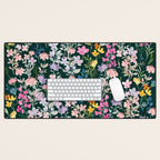 Wildflower Field on Pine Grove - Pink, Orange, Blue, & Purple Desk Mat Gallery Image 1