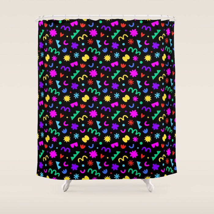 Fun colorful abstract organic shape art pattern Shower Curtain Gallery Image 1