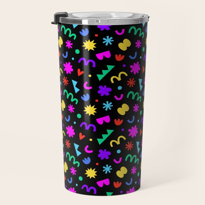 Fun colorful abstract organic shape art pattern Travel Mug Gallery Image 3