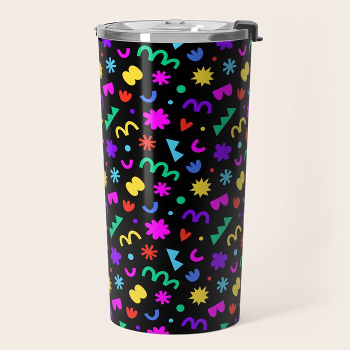Fun colorful abstract organic shape art pattern Travel Mug Gallery Image 2