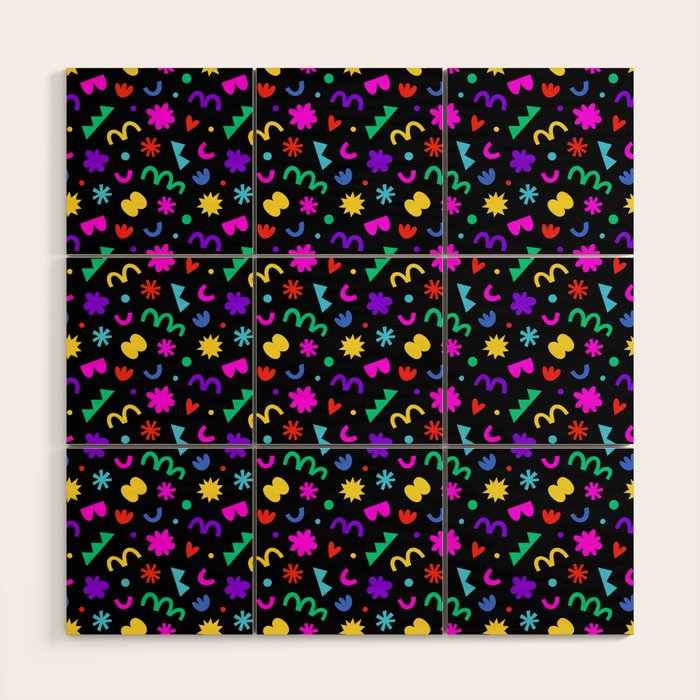 Fun colorful abstract organic shape art pattern Wood Wall Art Gallery Image 1