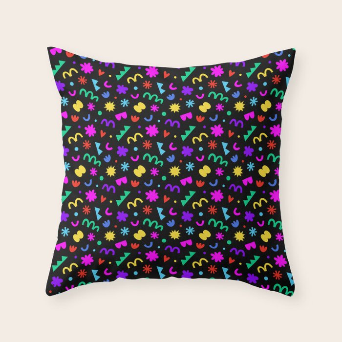 Fun colorful abstract organic shape art pattern Throw Pillow Gallery Image 1