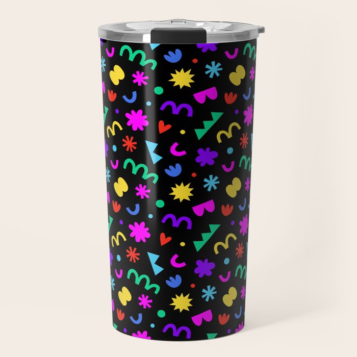 Fun colorful abstract organic shape art pattern Travel Mug Gallery Image 1