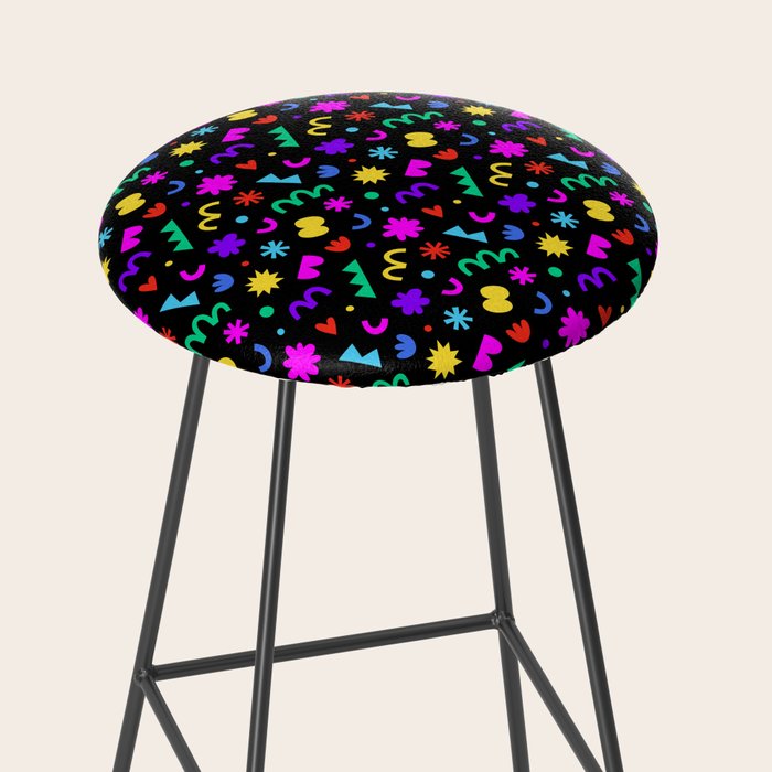 Fun colorful abstract organic shape art pattern Stool Gallery Image 2