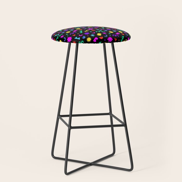 Fun colorful abstract organic shape art pattern Stool Gallery Image 1