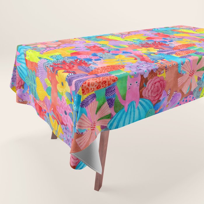 Cute Cats Hide and Seek Tablecloth Gallery Image 1