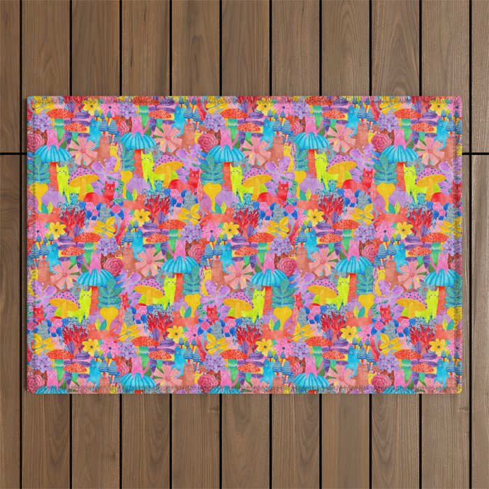 Cute Cats Hide and Seek Outdoor Rug Gallery Image 1