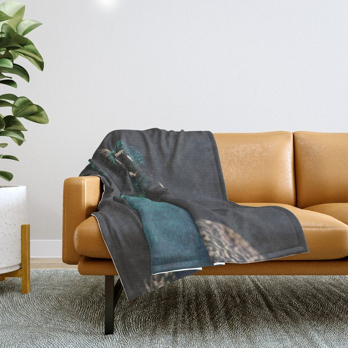 Peacock and Proud - Beautiful Bird photography by Ingrid Beddoes Throw Blanket Gallery Image 1