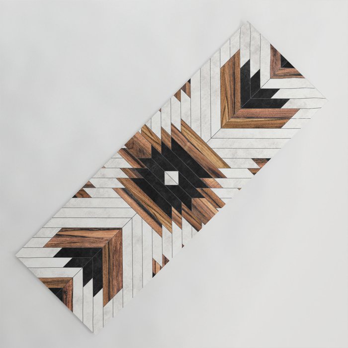 Urban Tribal Pattern No.5 - Aztec - Concrete and Wood Yoga Mat Gallery Image 1