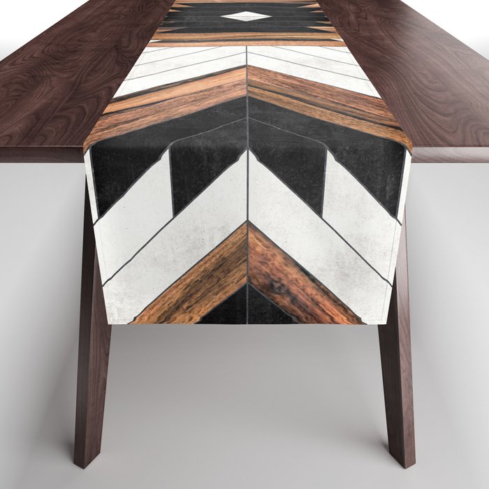 Urban Tribal Pattern No.5 - Aztec - Concrete and Wood Table Runner Gallery Image 1