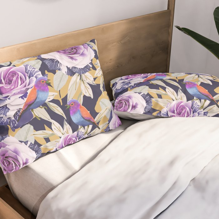Bird in the rose bush D Pillow Sham Gallery Image 2