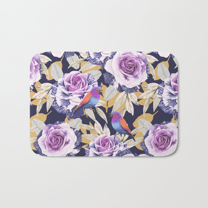 Bird in the rose bush D Bath Mat Gallery Image 1