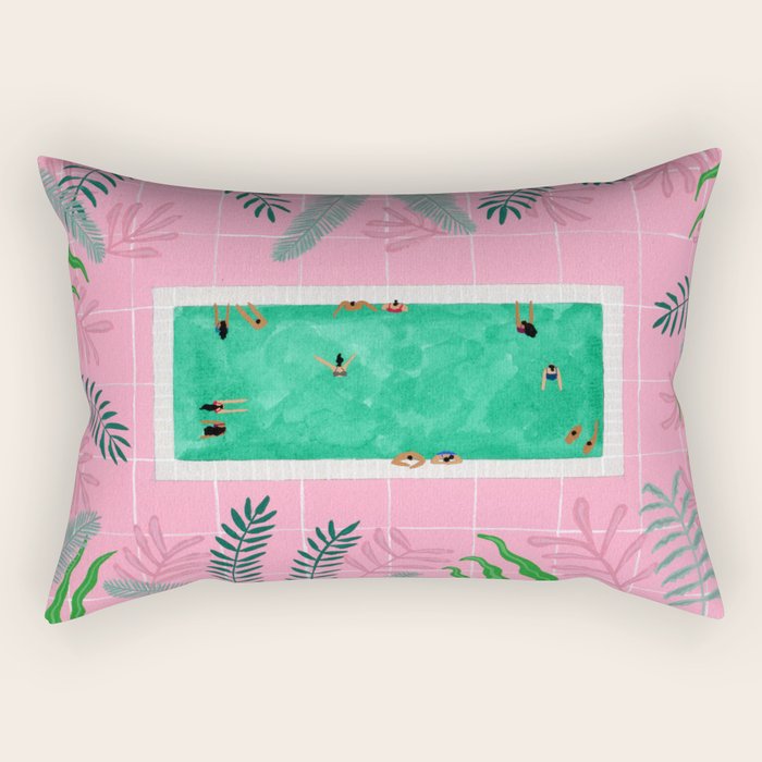 Pink riad pool Rectangular Pillow Gallery Image 1