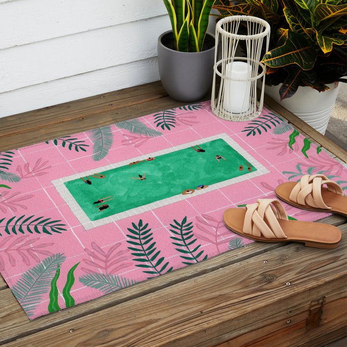 Pink riad pool Outdoor Rug Gallery Image 2