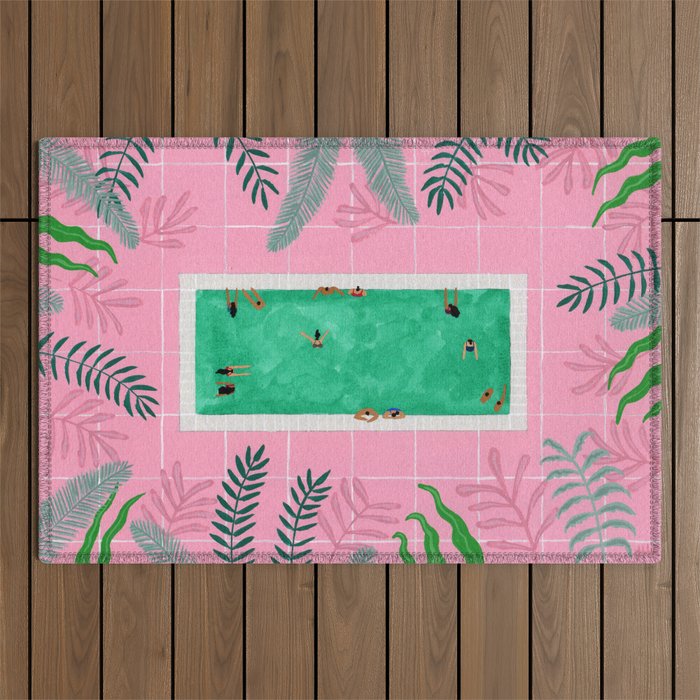 Pink riad pool Outdoor Rug Gallery Image 1