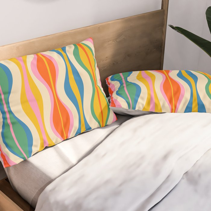 Mid Century Modern Colorful Hourglass Abstract Pattern Pillow Sham Gallery Image 2
