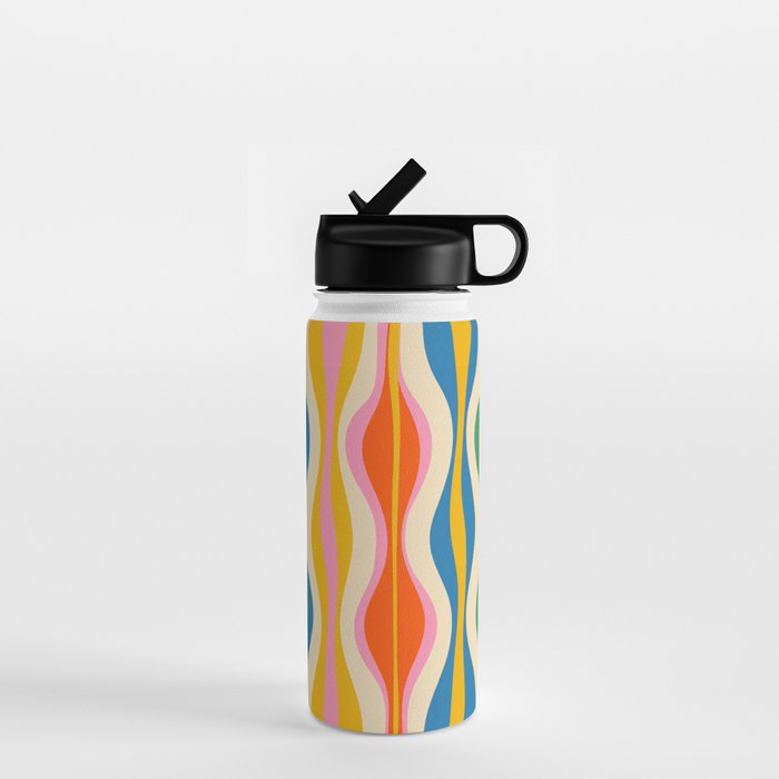 Mid Century Modern Colorful Hourglass Abstract Pattern Water Bottle Gallery Image 1