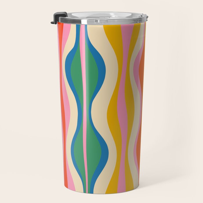 Mid Century Modern Colorful Hourglass Abstract Pattern Travel Mug Gallery Image 3