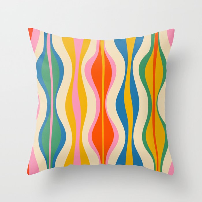 Mid Century Modern Colorful Hourglass Abstract Pattern Throw Pillow Gallery Image 6