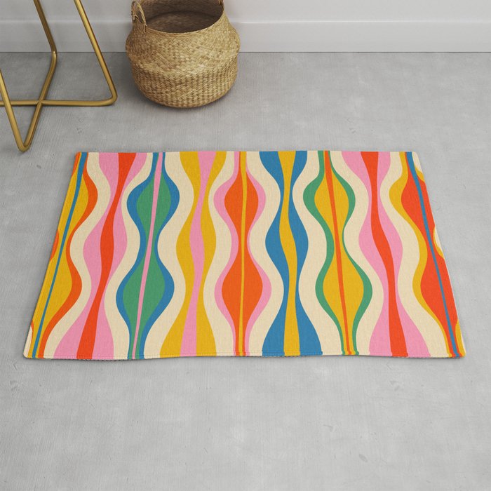 Mid Century Modern Colorful Hourglass Abstract Pattern Rug Gallery Image 1