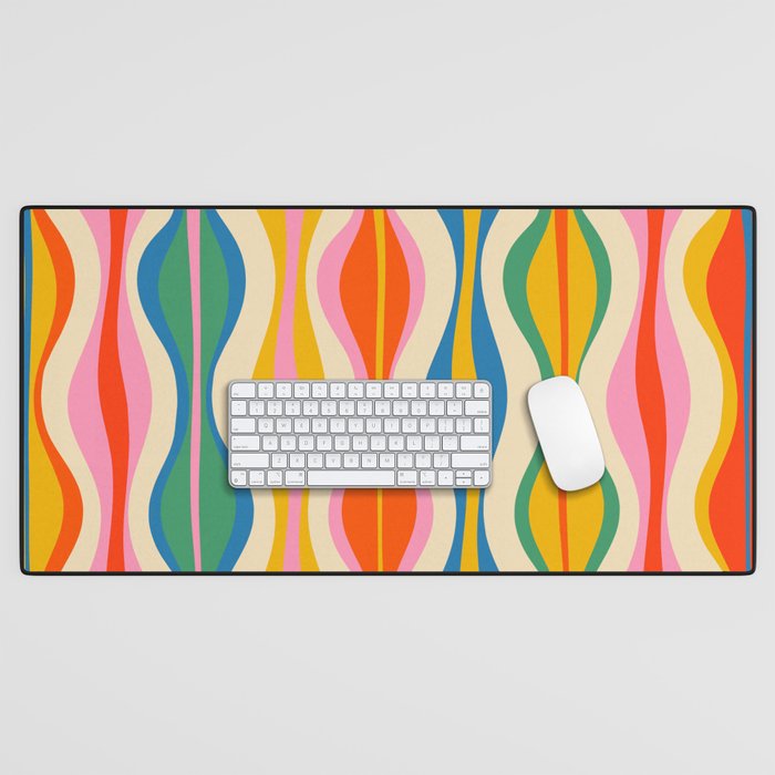 Mid Century Modern Colorful Hourglass Abstract Pattern Desk Mat Gallery Image 1
