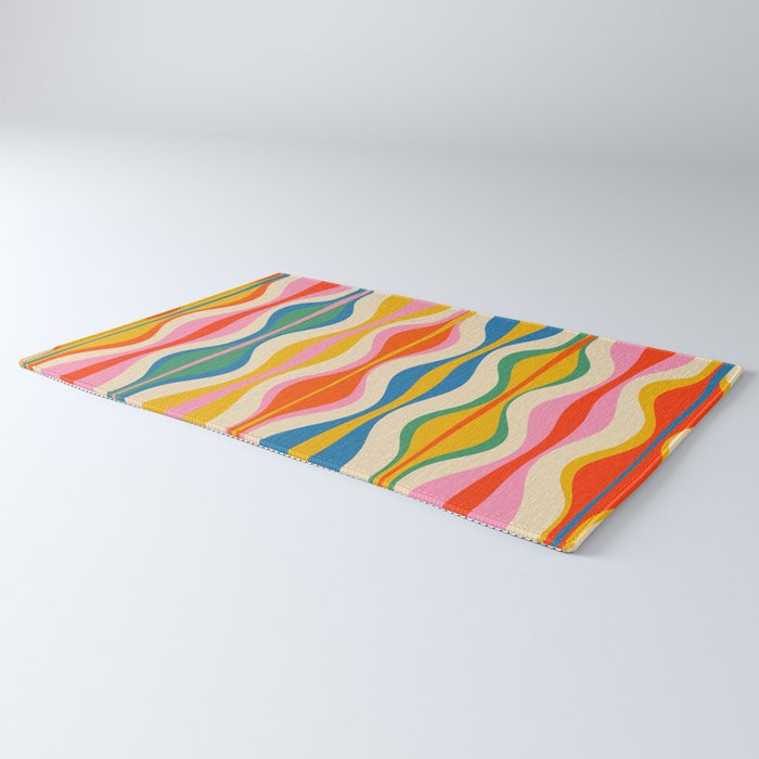 Mid Century Modern Colorful Hourglass Abstract Pattern Rug Gallery Image 3