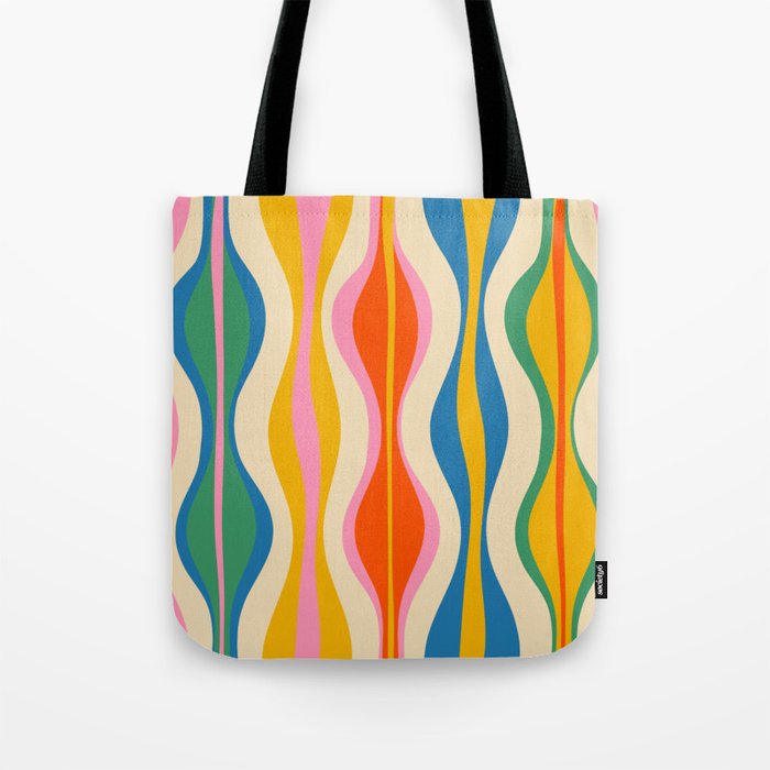 Mid Century Modern Colorful Hourglass Abstract Pattern Tote Bag Gallery Image 1