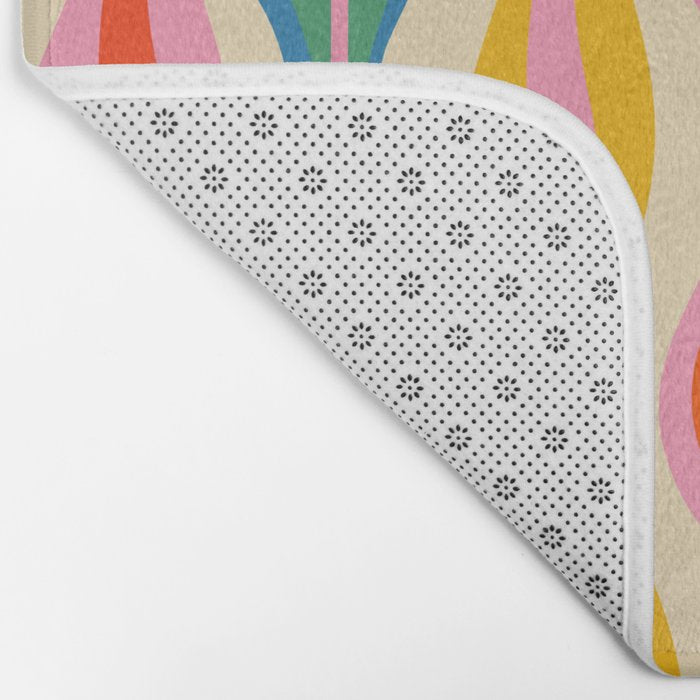 Mid Century Modern Colorful Hourglass Abstract Pattern Bath Mat Gallery Image 2