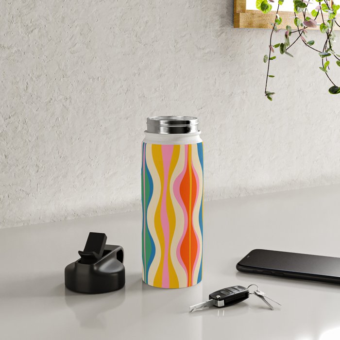 Mid Century Modern Colorful Hourglass Abstract Pattern Water Bottle Gallery Image 4