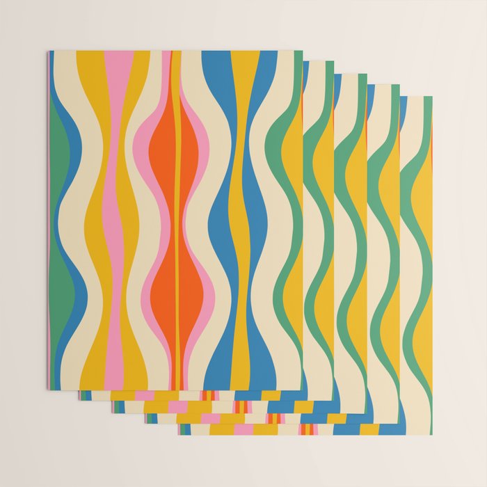 Mid Century Modern Colorful Hourglass Abstract Pattern Wrapping Paper Gallery Image 3