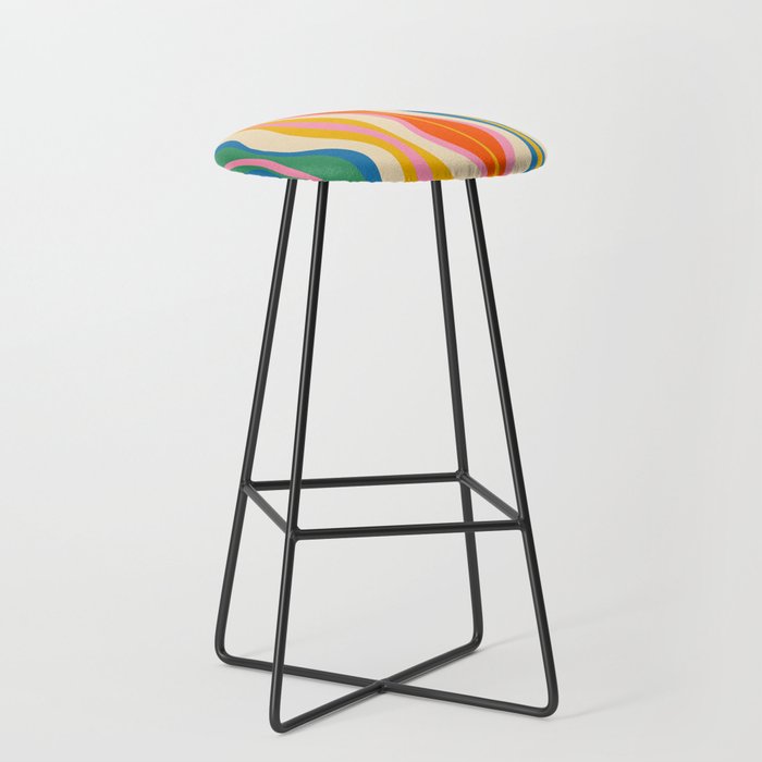 Mid Century Modern Colorful Hourglass Abstract Pattern Stool Gallery Image 1