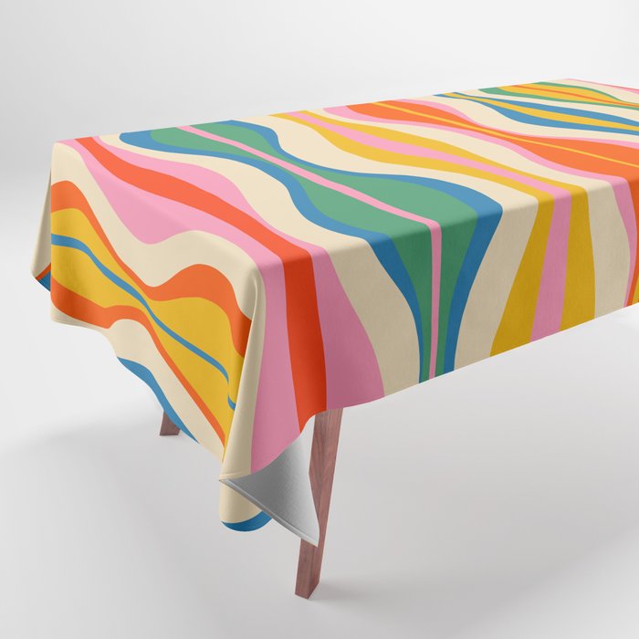 Mid Century Modern Colorful Hourglass Abstract Pattern Tablecloth Gallery Image 1