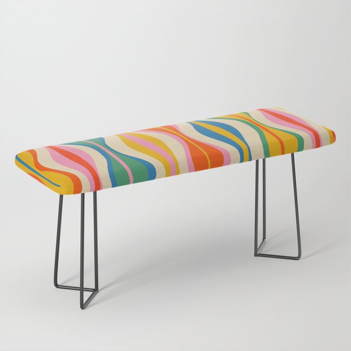Mid Century Modern Colorful Hourglass Abstract Pattern Bench Gallery Image 1