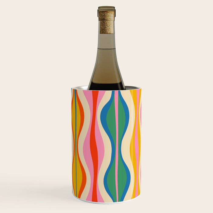 Mid Century Modern Colorful Hourglass Abstract Pattern Wine Chiller Gallery Image 2