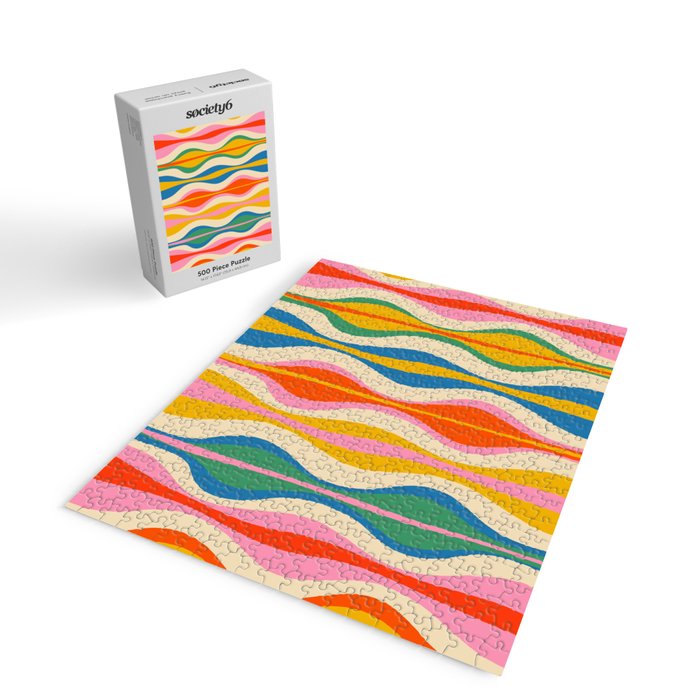 Mid Century Modern Colorful Hourglass Abstract Pattern Jigsaw Puzzle Gallery Image 2
