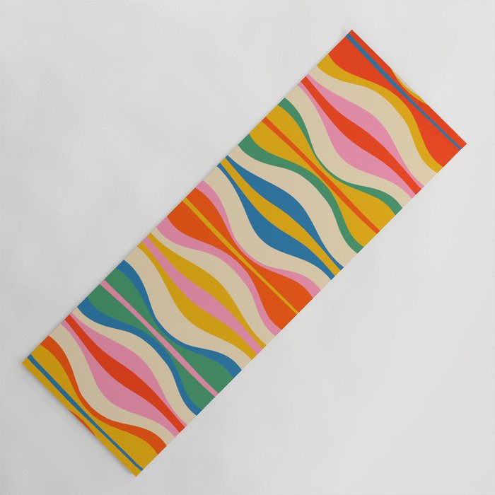 Mid Century Modern Colorful Hourglass Abstract Pattern Yoga Mat Gallery Image 1